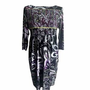 Evan Picone Women’s Dress Purple Black Paisley Floral Dress   Size 6